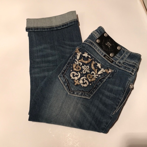 Miss me cuffed capri 29 bling gems jeans - Picture 12 of 12
